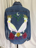 Sulphur Crested Cockatoo Hand Painted Denim Jacket