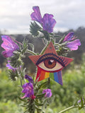 Rainbow Eye Earrings - Honey Brown - 925 Sterling Silver Hoops
