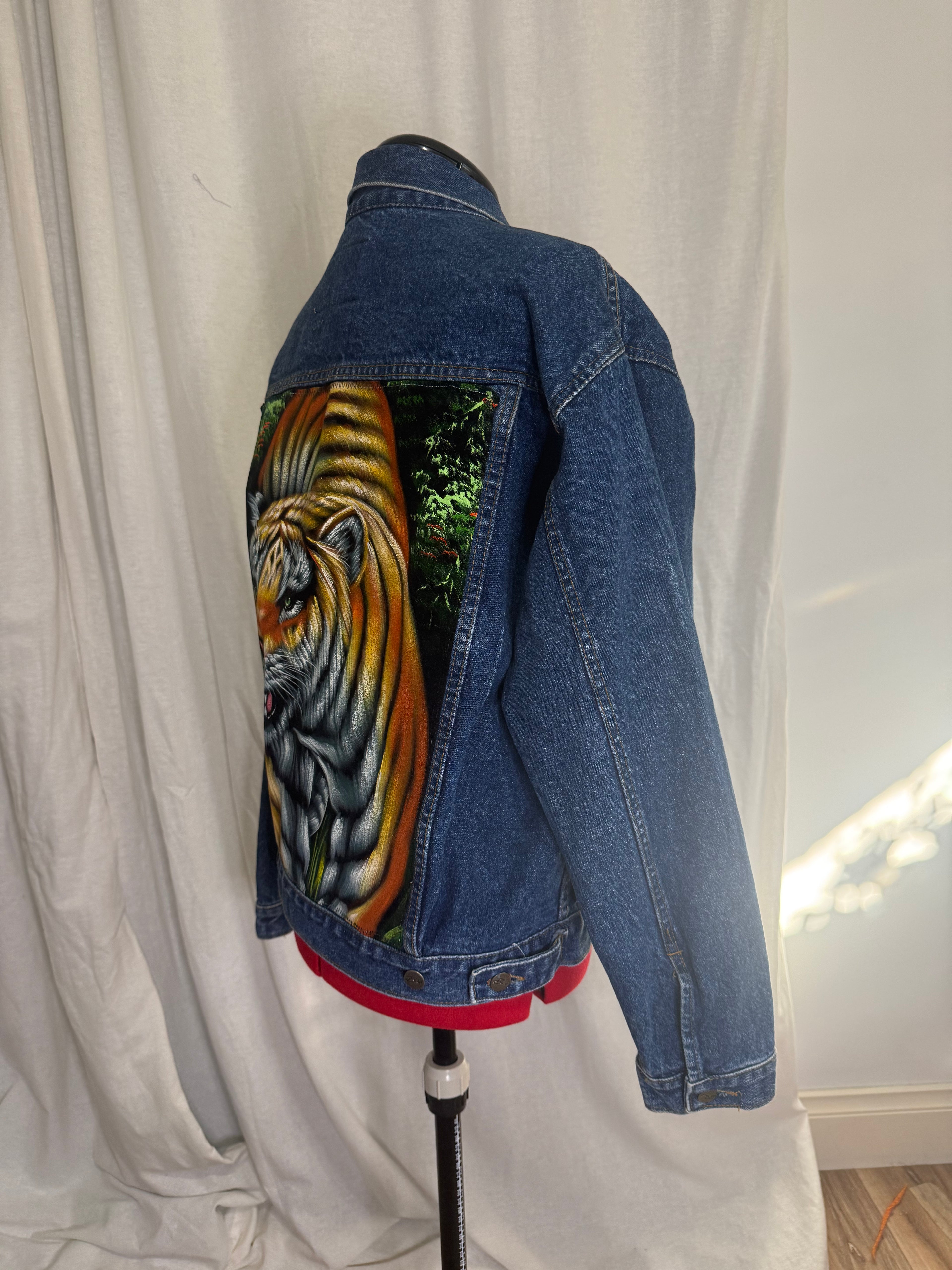 Vintage Upcycled Denim Tiger Jacket