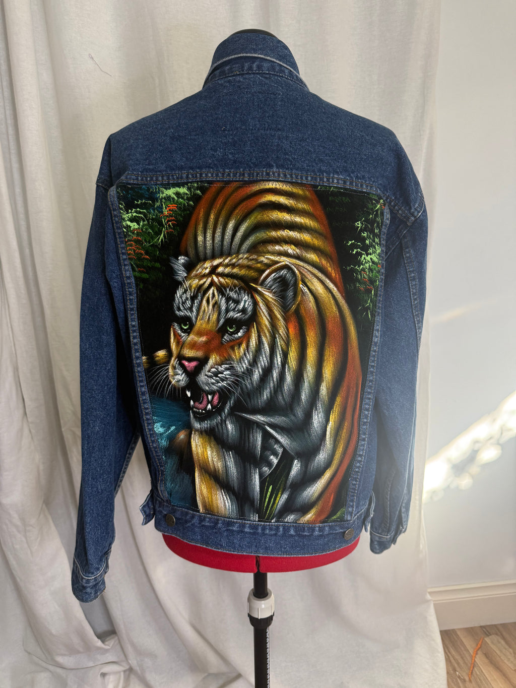 Vintage Upcycled Denim Tiger Jacket