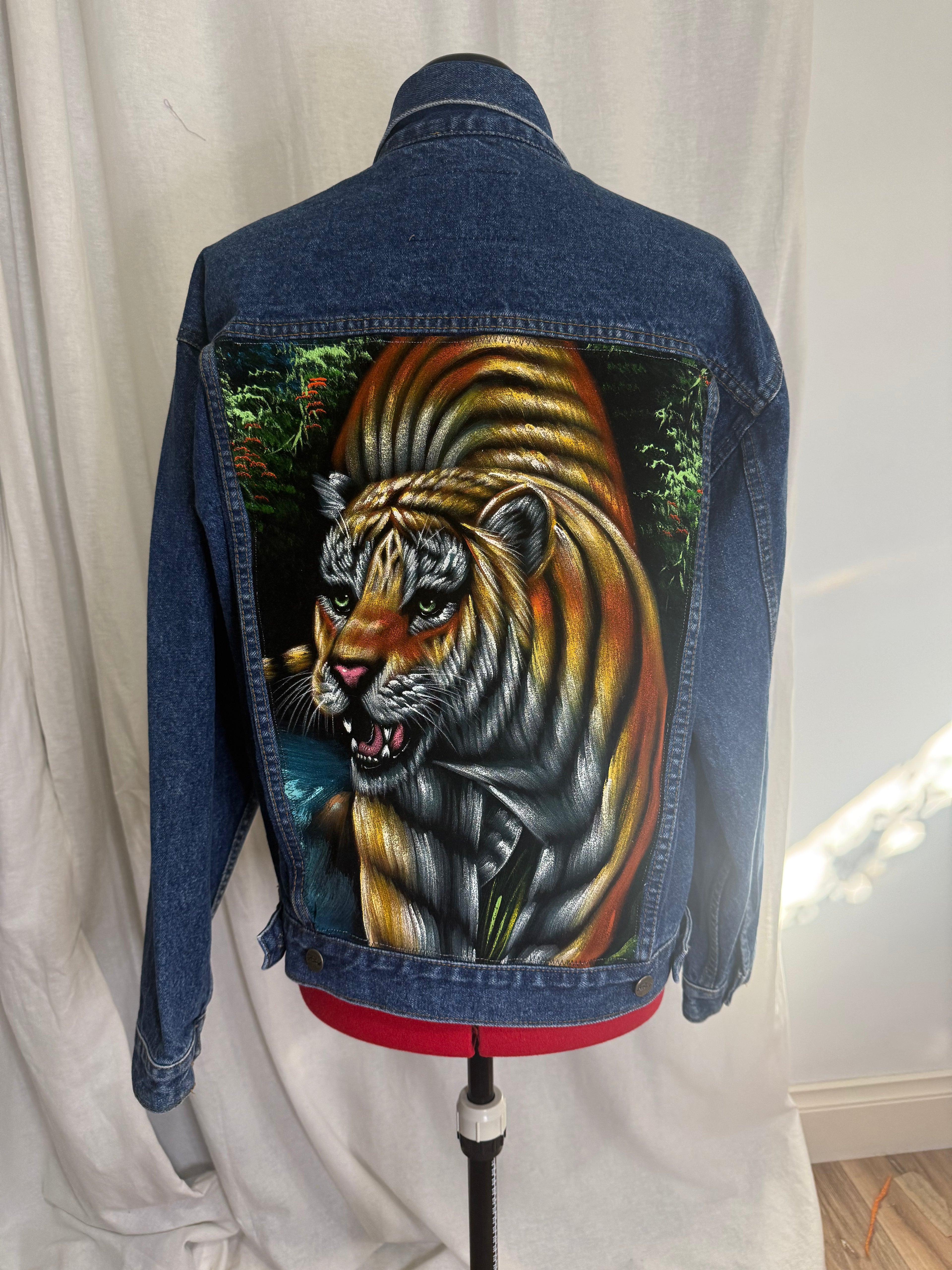 Vintage Upcycled Denim Tiger Jacket