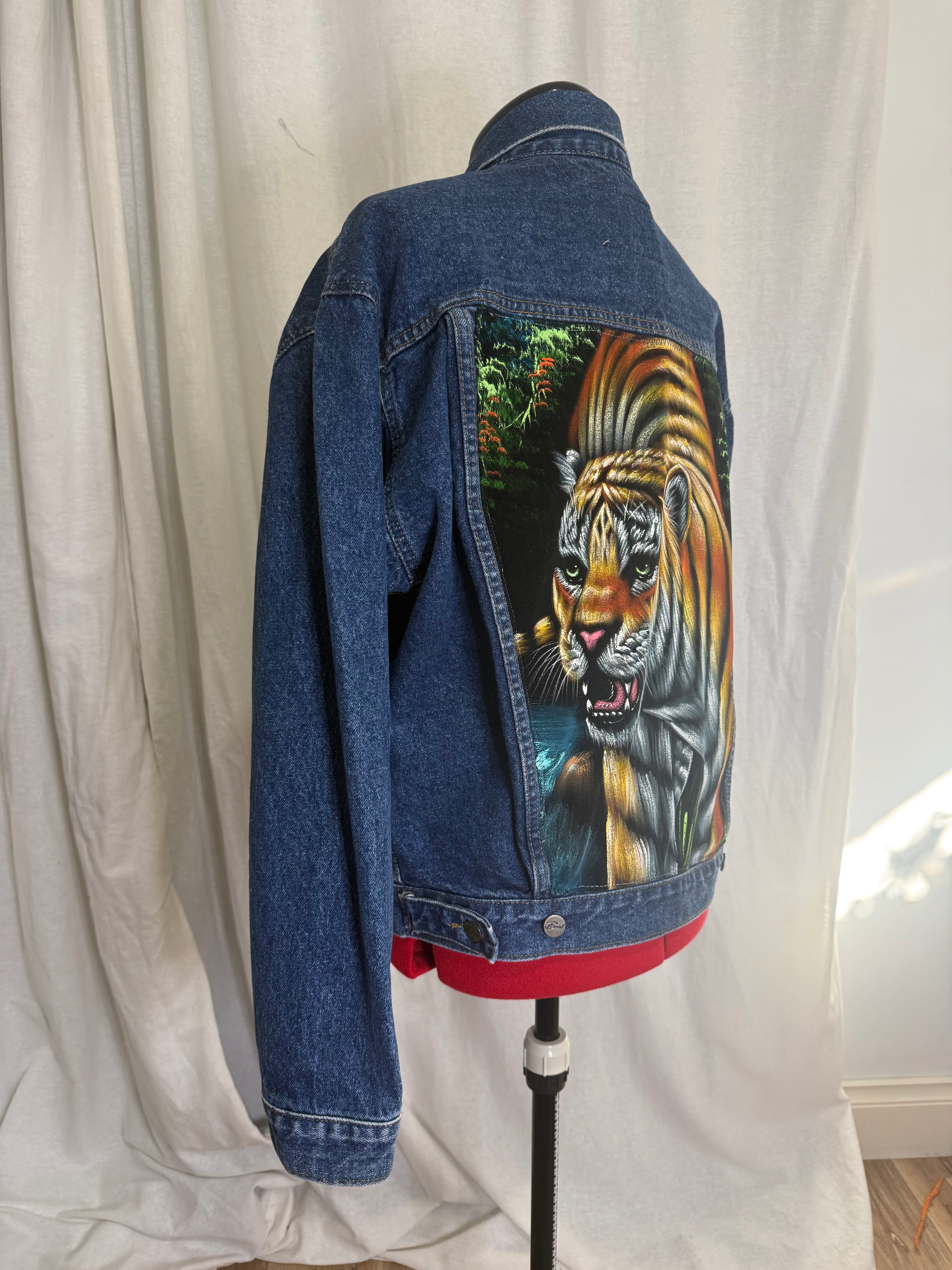 Vintage Upcycled Denim Tiger Jacket